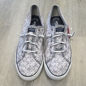 Sperry Gray Snake Pattern Sneakers Ladies Size 12